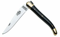 Couteau Forge de Laguiole 12cm Corne noire Mitre Laiton