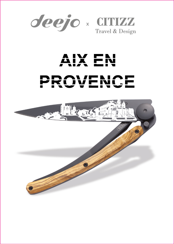 Couteau Deejo 37g Aix en Provence Olivier - Acier Trempé